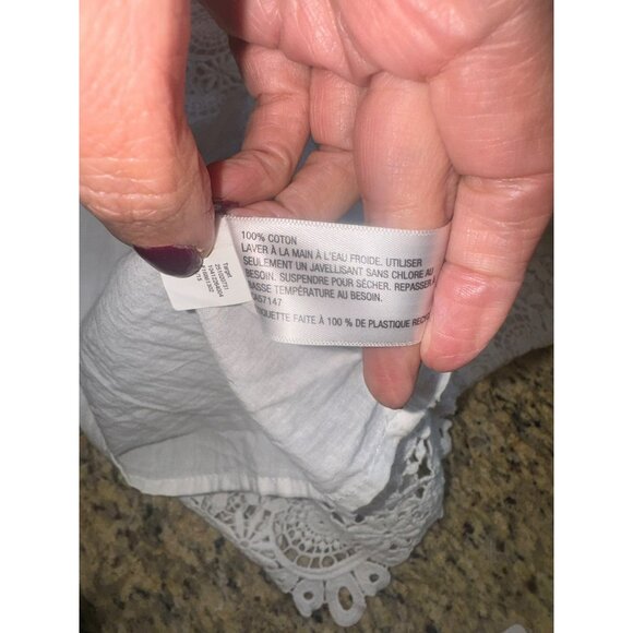 Lilly Pulitzer White Crochet Lace Sleeveless Top  L 100% Cotton Keyhole Back - Picture 9 of 10